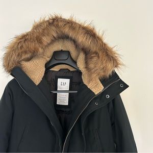Winter Parka with sherpa interior hood and removable faux fur hood trim